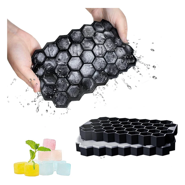 Stampo per cubetti di ghiaccio in silicone con coperchio - 2 pezzi - 37 scomparti - senza BPA - alta qualità