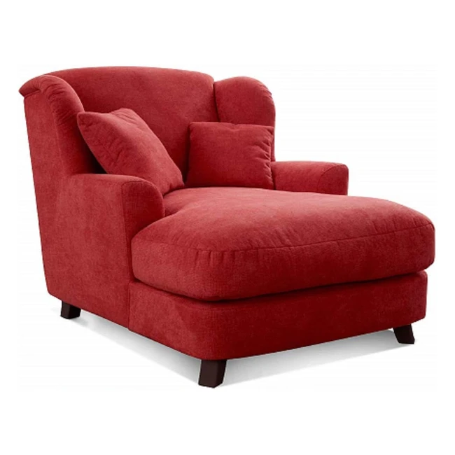 Cavadore XXL-Sessel Assado - Großer Polstersessel mit Holzfüßen und großer Sitzfläche - Inkl. 2 Zierkissen - 109 x 104 x 145 - Webstoff Rot