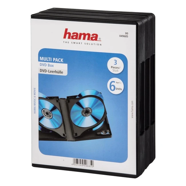 Hama DVD Box 6 Black Pack - Funda para DVD Capacidad 6 Discos - 3 Unidades Negr