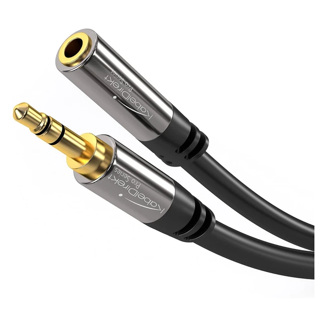 KabelDirekt 10m Kopfhörerverlängerungskabel 3,5mm Klinkenverlängerung AUX Audiokabel, unzerstörbares Metallgehäuse, ideal für Kopfhörer, schwarz