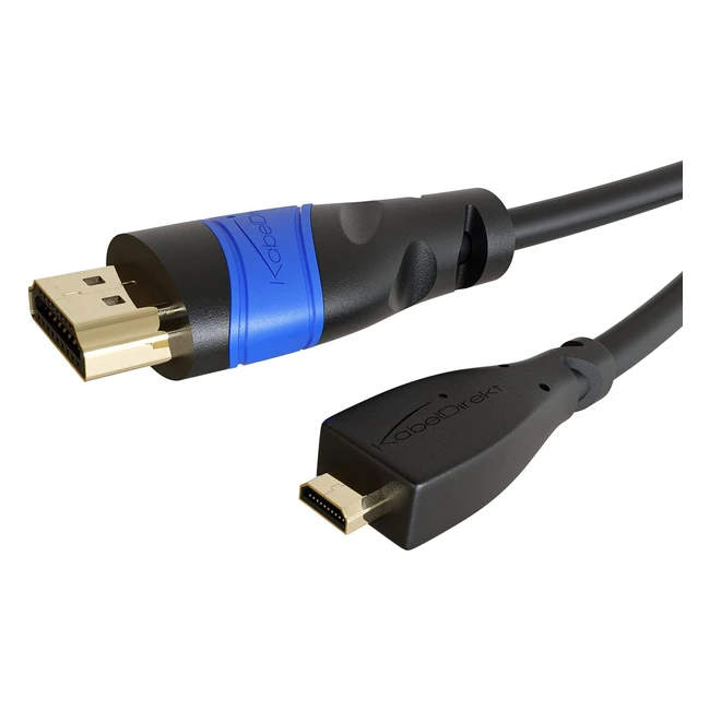 KabelDirekt MicroHDMI-Kabel, bruchfest, 2m, 4K60Hz, Ultra HD, HDMI 2014 High Speed mit Ethernet, schwarz