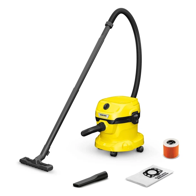 Kärcher WD 2 Plus Wet Dry Vacuum Cleaner - Powerful Suction, Blowing Function - 1000W - 12L