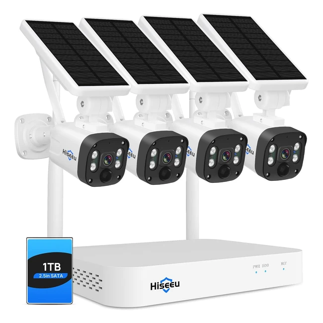 Kit Videosorveglianza Wifi Solare Esterno 100 Senza Fili 10CH NVR 1TB HDD 4x4MP 