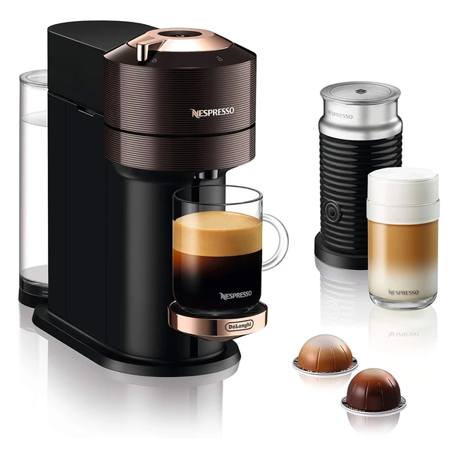 Nespresso Delonghi ENV 120BWAE Vertuo Next Premium Kaffeekapselmaschine mit Milchaufschäumer Braun