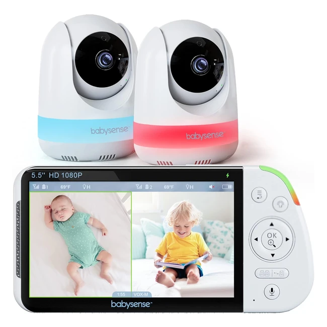 Moniteur Bébé Babysense BB 55 HD 1080p avec Caméra et Audio - Portée 300m - Batterie 5000mAh