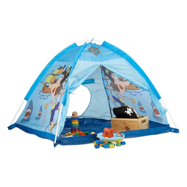 Tenda Gioco per Bambini Relaxdays 10022455 - Pirati - Hxlxp 90x118x115 - Blu