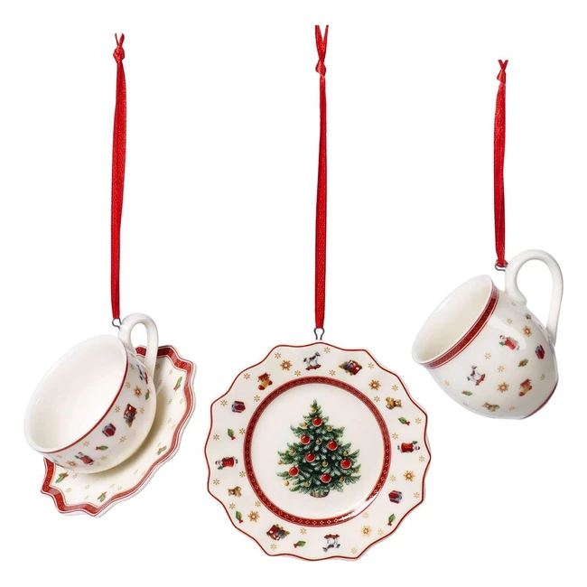 Ensemble de vaisselle Villeroy & Boch Toys Delight, 3 pièces, décoration ornements suspendus en porcelaine premium, 63cm