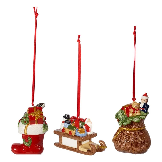 Villeroy & Boch nostalgische Ornamente, Weihnachtsdekoration, 3-teiliges Set