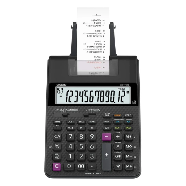 Calculadora de impresión de escritorio Casio HR170RC - Pequeña y eficiente