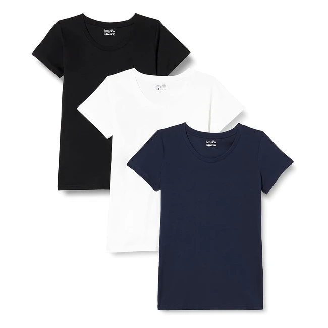 Lot de 3 t-shirts Berydale pour femmes - col rond noir/blanc/marine - Réf. M