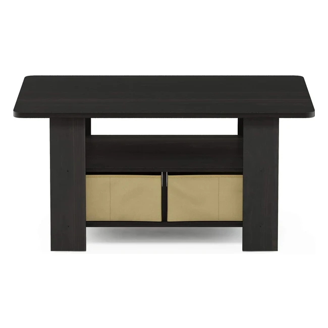 Furinno Andrey Coffee Table - Compact Design with Storage Bin - Espresso/Brown