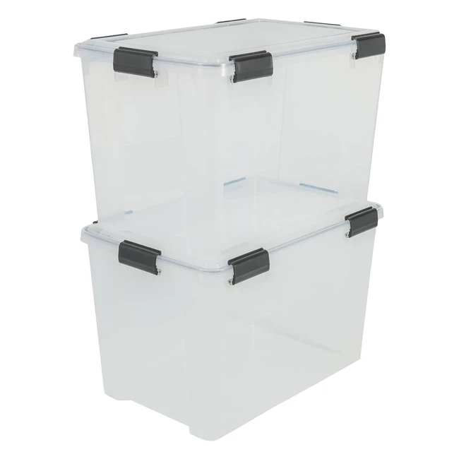 Iris Ohyama Air Tight Storage Box 70L Set of 2 - BPA Free, Stackable, Clear