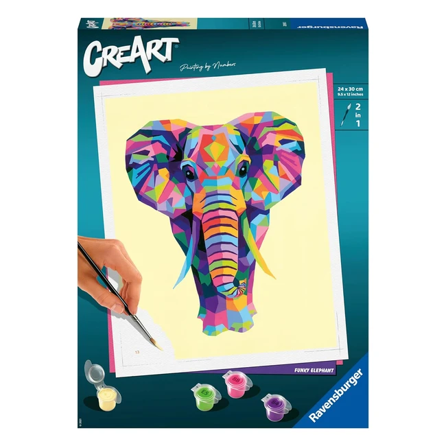 Kit para pintar elefante Ravensburger - Contiene tabla preimpresa pincel color