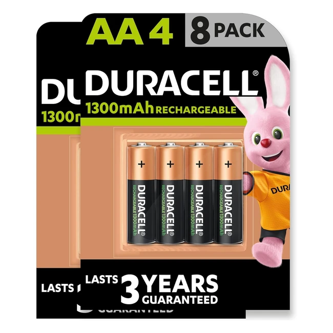 Duracell Piles Rechargeables AA 1300mAh Lot de 8 - Amazon Exclusive