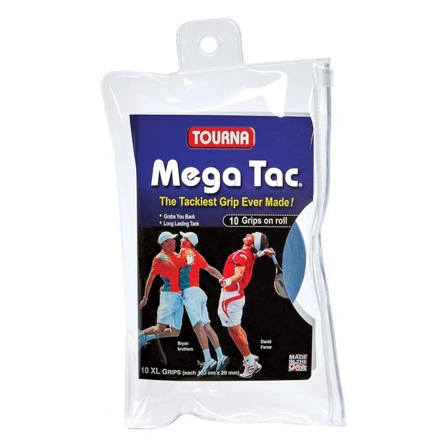 Tourna Mega Tac - Confezione da 10 pezzi, Colore Blu - Grip aderente e resistente
