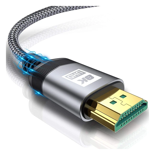 Cable HDMI Avibrex 8K 3m | Alta Velocidad 48Gbps | UHD 4K120Hz | Dolby Vision | DTS-X | HDCP 2.2.2 | HDR 10 | eARC | PS5 | Proyector | Monitor | Netflix