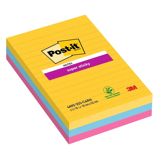 Post-it Notes Super Sticky Grand Format Collection Carnival 101 mm x 152 mm - Pa