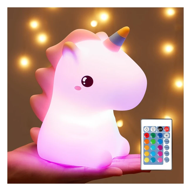 Unicorn Night Light for Kids - 16 Colours - Remote Control - Baby Girl Gift - Cute Room Decor