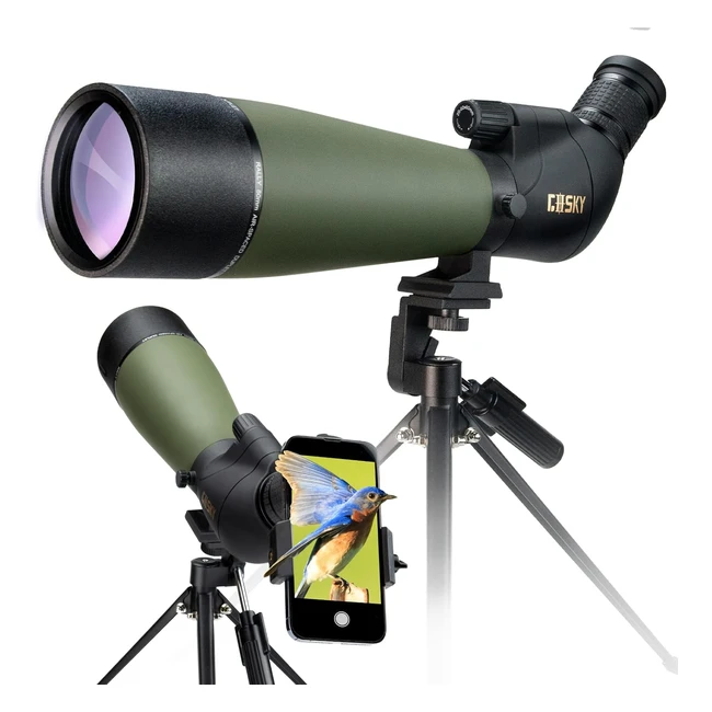 Lunette d'observation Gosky 2060x80 pour tir, chasse, observation d'oiseaux, paysage animalier avec support de téléphone et appareil photo - Compatible avec Nikon