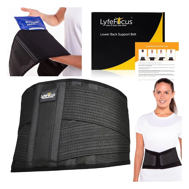 Lyfefocus Premium Adjustable Lower Back Support Belt for Men  Women - Breathabl