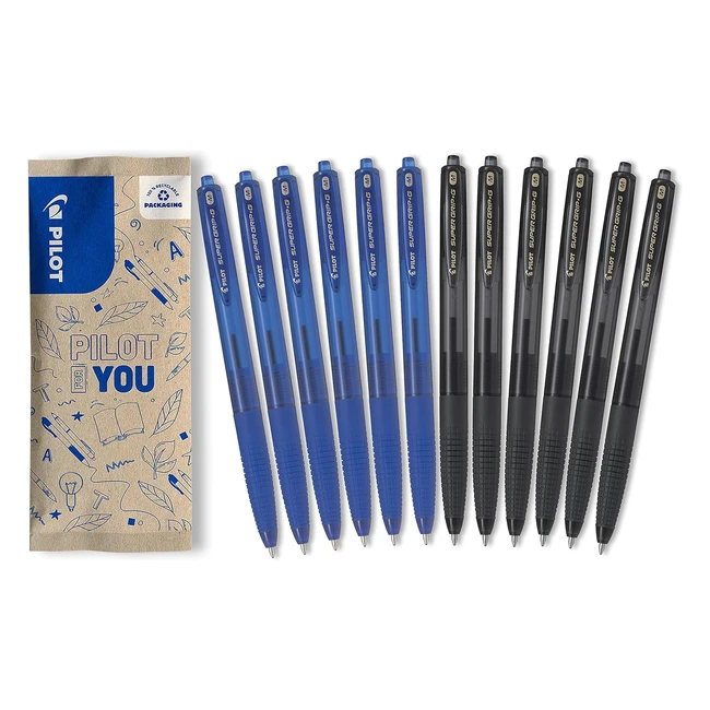 Lot de 12 stylos-bille Super Grip G - Rechargeable - Encre ultra douce - Pointe 