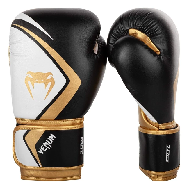 Venum Unisex Contender 20 Boxhandschuhe Schwarz/Weiß/Gold 10 oz EU - Hochwertige Dämpfung und Verletzungsschutz
