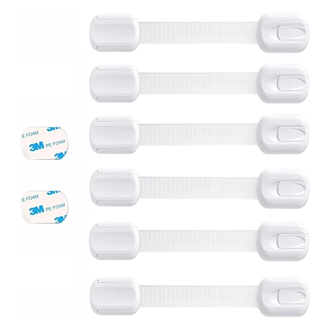 Booboo 6 Pack Child Safety Cupboard Door Strap Locks - Baby Proof Your Cabinets - Easy Installation