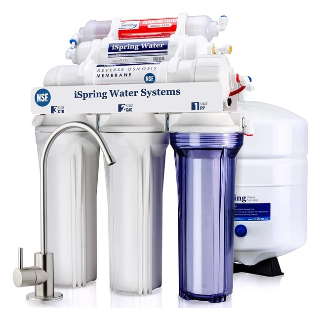iSpring RCC7AK 6-stufiges Umkehrosmose Trinkwasser Filtersystem 75GPD mit Alkali
