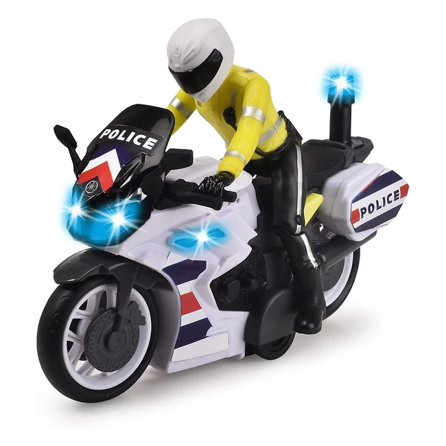 Moto Dickie SOS Police con Licencia Yamaha - ¡Incluye Sonido y Luz! - Figura Desmontable
