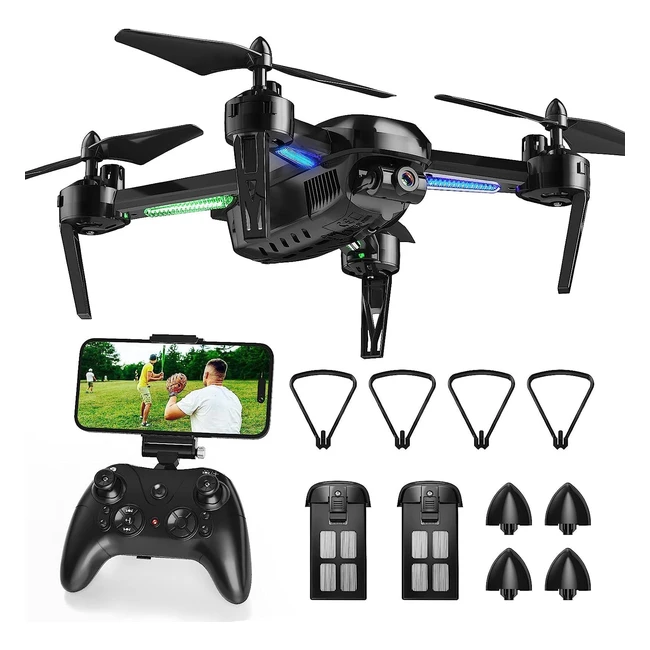 Wipkviey T6 Drohne FPV Drohnen mit Kamera 1080p HD RC Quadcopter mit 2.4G WiFi Live-Video, Höhenhaltung, Kopfloser Modus - 2 Batterien, 26-30 Minuten Flugzeit