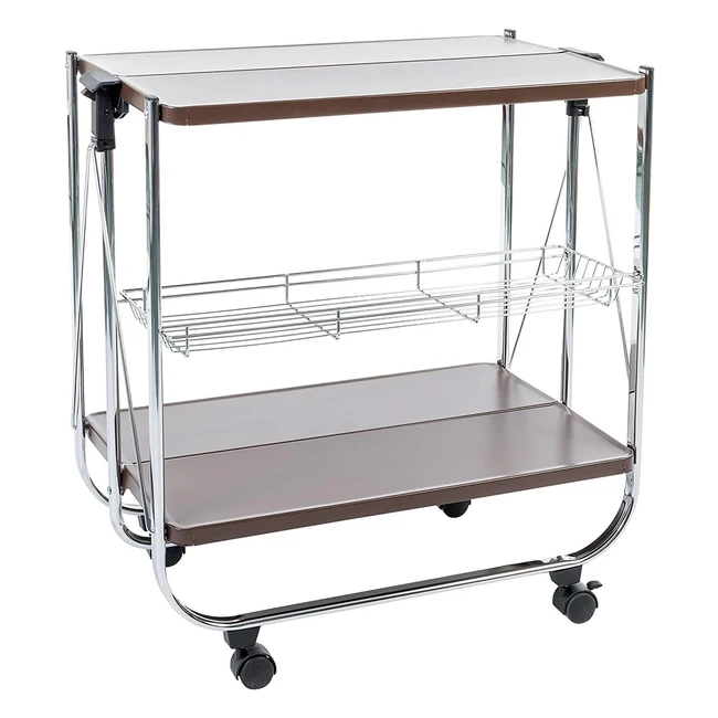 Carrello Cucina Iris Ohyama CW005 - 2 Ripiani, 1 Cestino a Rete, Ruote