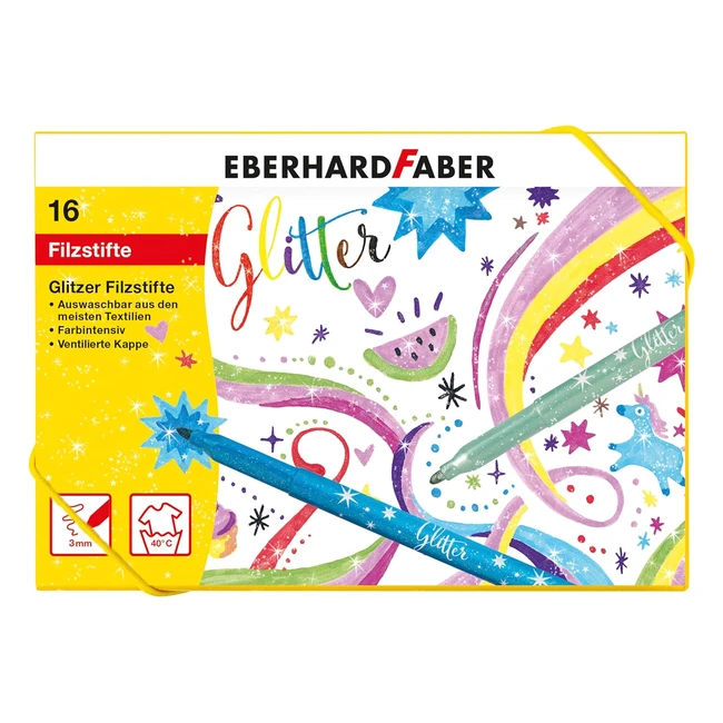 Rotuladores con purpurina Eberhard Faber 551016 - 16 colores brillantes grosor 