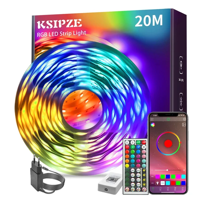 KSIPZE LED Strip 20m RGB LED Streifen mit Fernbedienung - Musik Sync Timer Dim