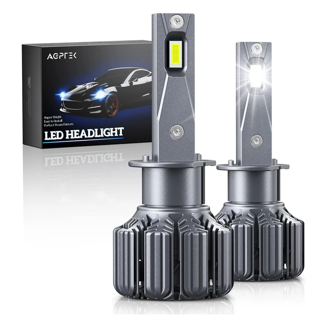 AGPTEK Ampoules H1 LED 70W 12000lm - Lampe de phare pour voiture et moto - Feux de croisement sans erreur - CSP puce - 2pcs