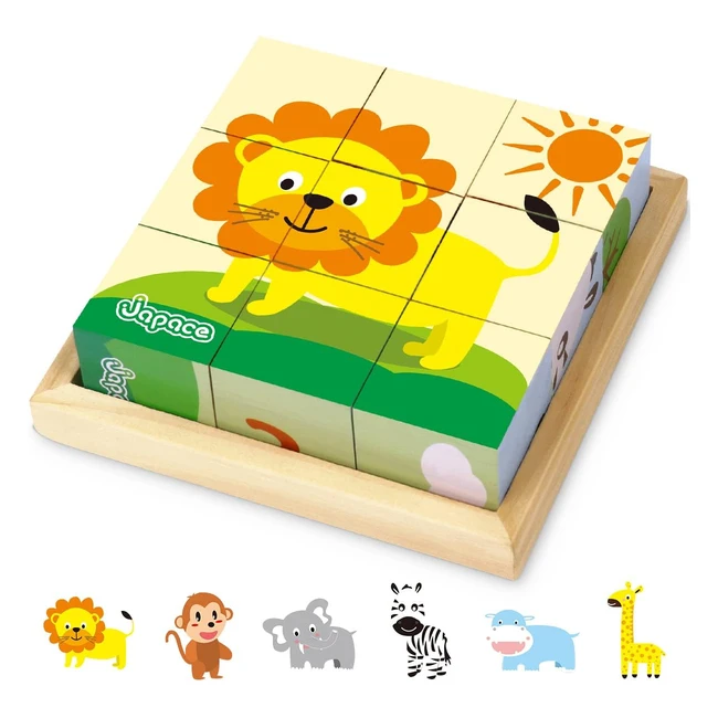 Puzzles de cubos de madera 6 en 1 de animales - Juguete educativo Montessori