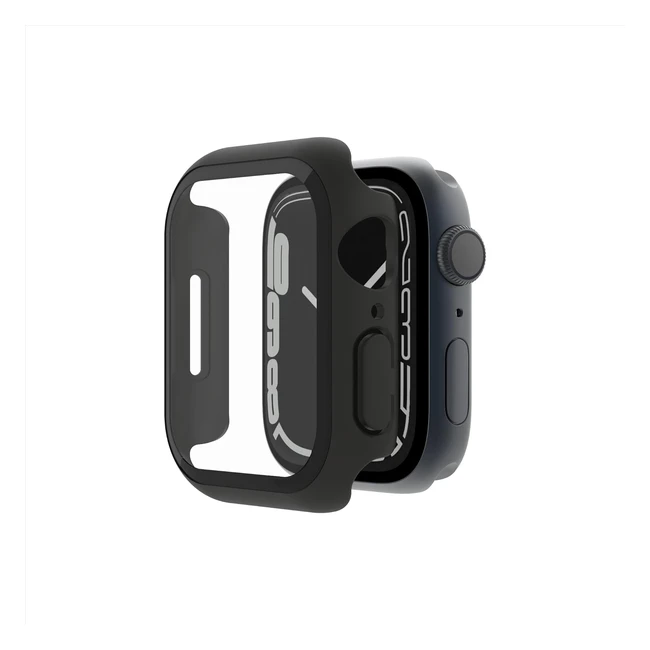 Belkin TemperedCurve Apple Watch Series 8 Screen Protector - Edge-to-Edge Coverage - Protective Bumper - Tempered Glass - Black