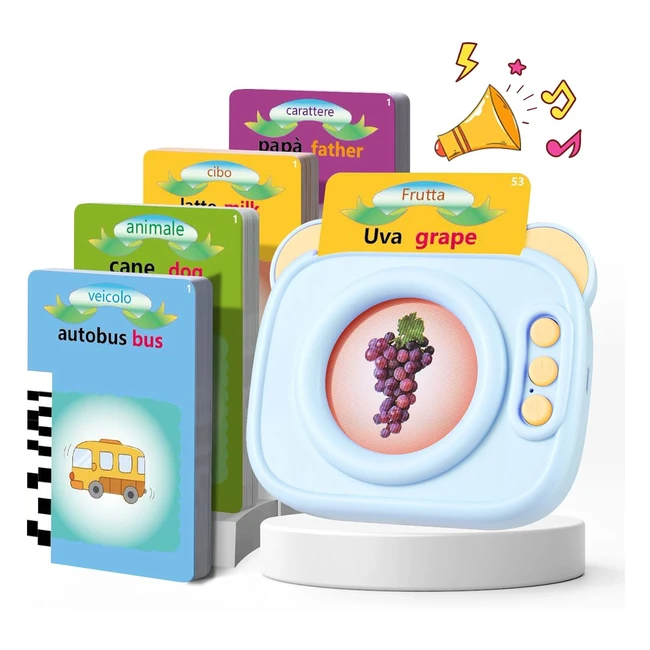 Schede Flash Cards Parlanti per Bambini 2-6 Anni - Giocattoli Educativi Montessori Blu