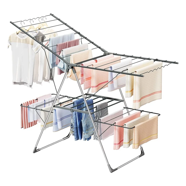 Innotic Clothes Airer 33 Bars 2-Level Foldable Drying Rack Stainless Steel Large