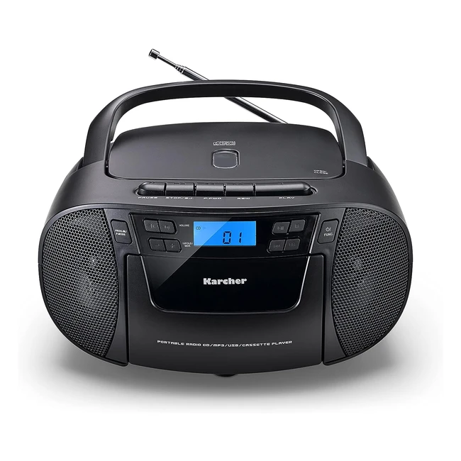 Karcher Radio CD Portable RR 5045 Boombox - Lecteur CD Cassette Radio FM - USB e