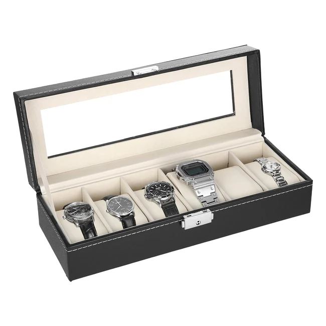 Boîte de rangement pour montres avec 6 emplacements - Cadeau pour homme