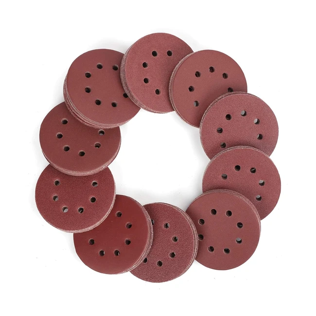 Workpro 150pcs Sanding Discs 125mm 5inch - Hook and Loop - 8 Holes - 60801001201
