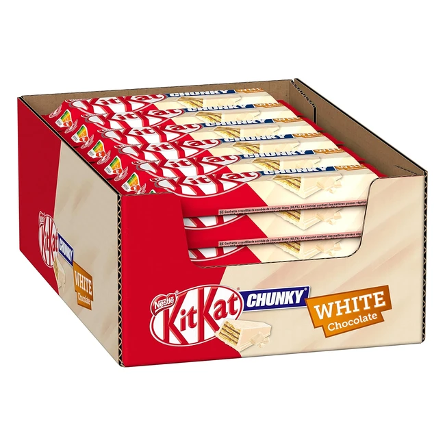 Nestlé KitKat Chunky White Schokoriegel, knusprige Riegel mit weißer Schokolade und knusprigem Waffelteig, 24er Pack (24 x 40 g)