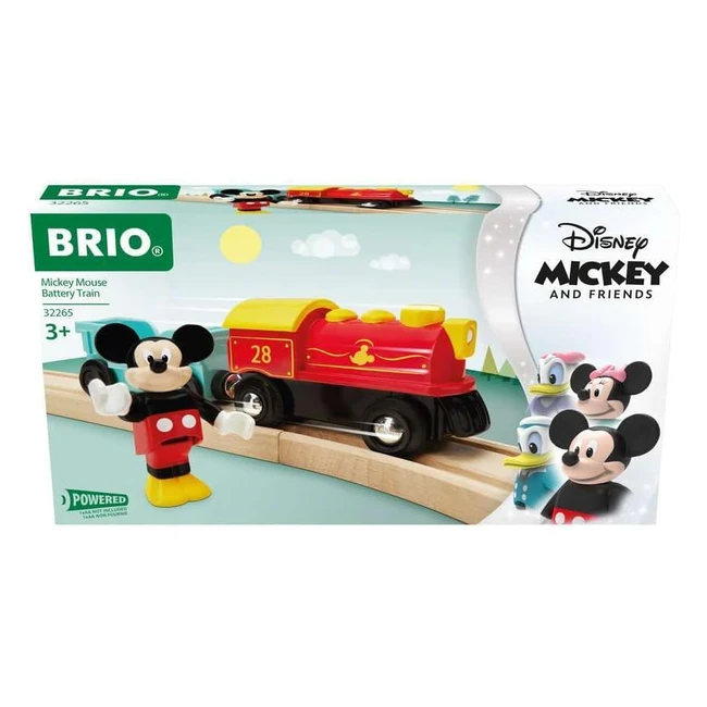 Disney Mickey Mouse Battery Train Toy - Brio World - Age 3+ - Wooden Railway Add-On