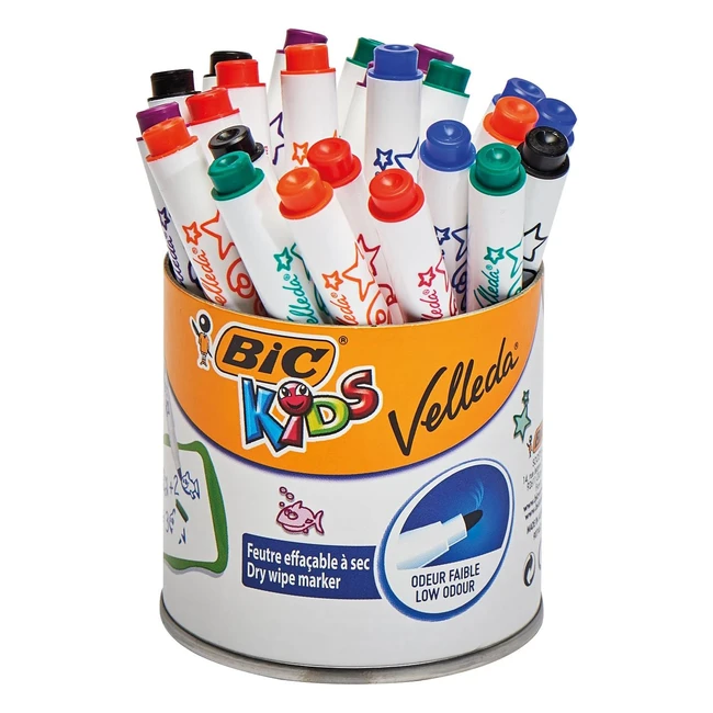 BIC Kids Mini Velleda Whiteboard Markers - Pot of 24 - Non-Toxic & Alcohol-Based