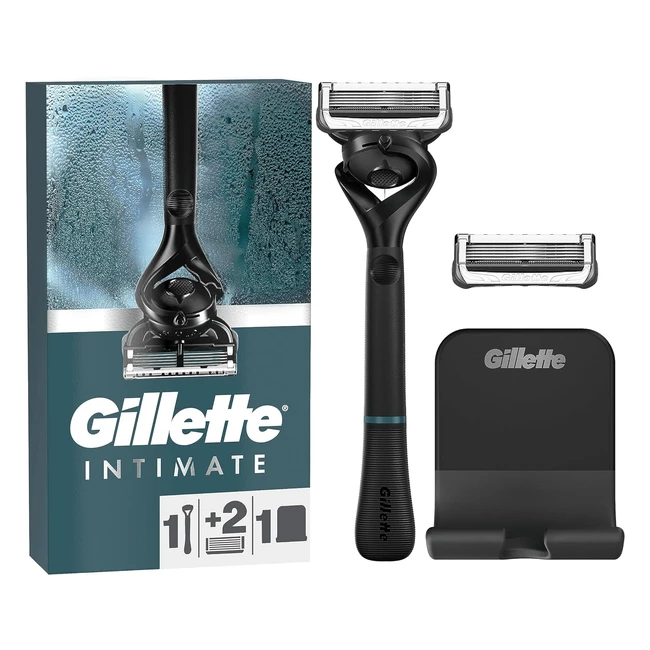 Gillette Intimate - Rasoir pour homme doux et facile à utiliser - Zone intime - 1 manche de rasoir + 2 recharges