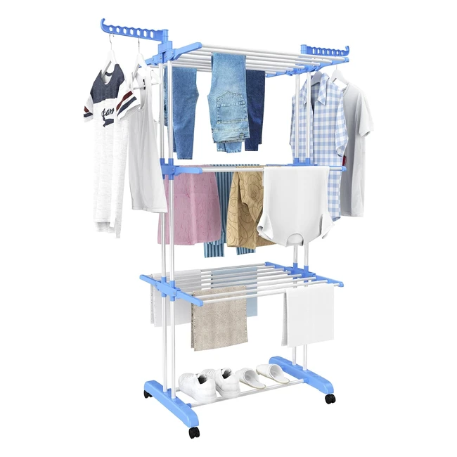 Homidec Airer Clothes Drying Rack - 4-Tier Foldable Hanger (Ref: 123456) - Large Stainless Steel