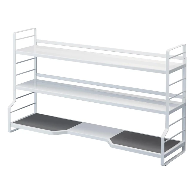 Yamazaki 3593P Sturdy Standing Stovetop Kitchen Rack - Steel Countertop Shelf - White