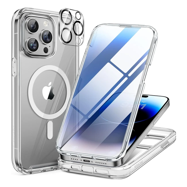 Miracase Magnetic Case for iPhone 15 Pro 61inch - Full Body Bumper Case with Magsafe and 9H Tempered Glass