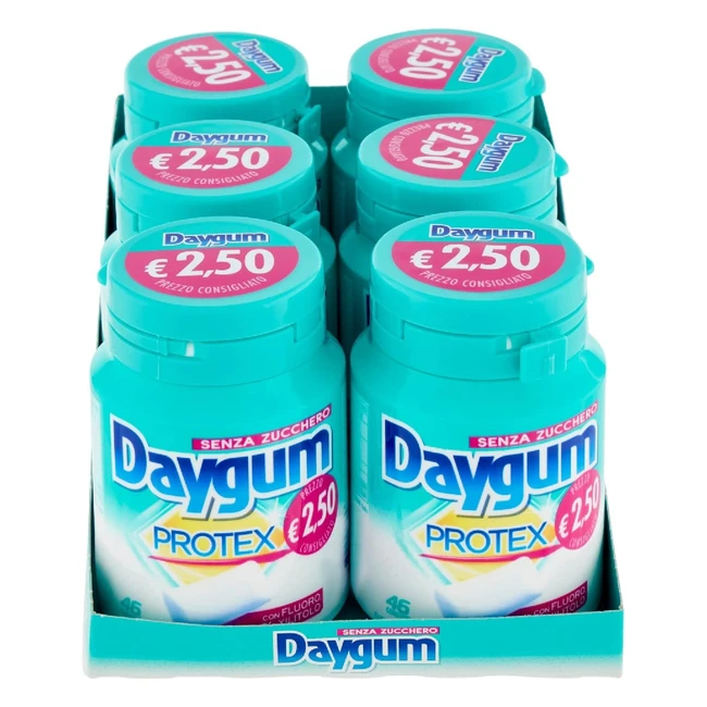 Daygum Protex Chewing Gum Senza Zucchero - Menta - Confezione da 6 Mini Barattol