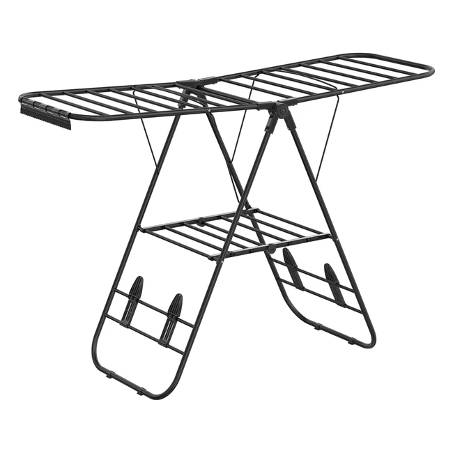 Songmics Clothes Airer Foldable Drying Rack with Adjustable Wings - Steel Black LLR502B01